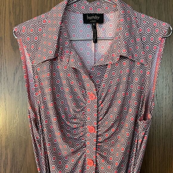 Laundry by Shelli Segal, Geometric Multicolor Shift Button Up Dress - Picture 5 of 8
